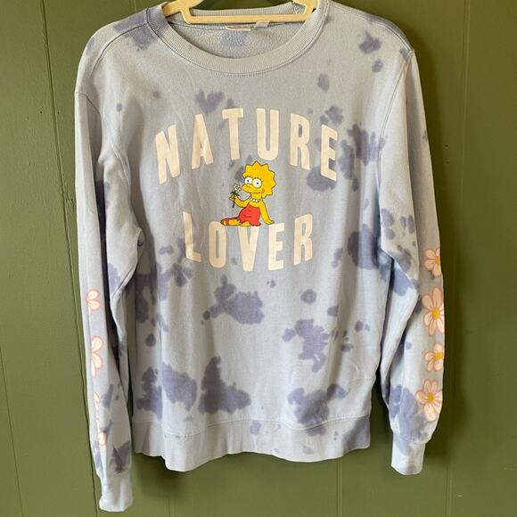 The Simpson’s Sweater Womens S/M Small Medium Casual Blue Tie Dye Nature Lover - Picture 12 of 12